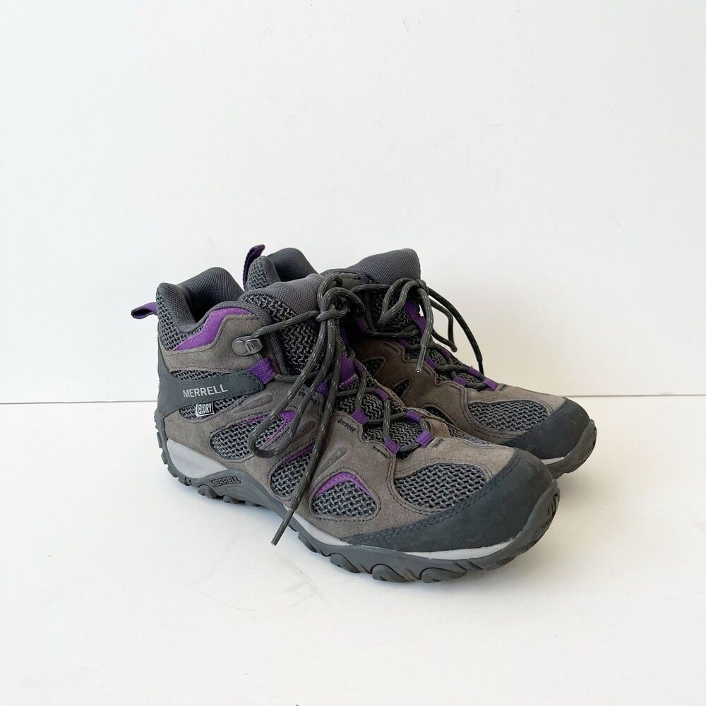Merrell Women's Waterproof Hiking Utility Boot Gray Purple  Size 8.5